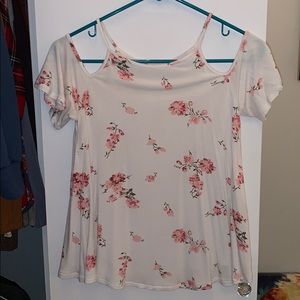 Floral open shoulder tee